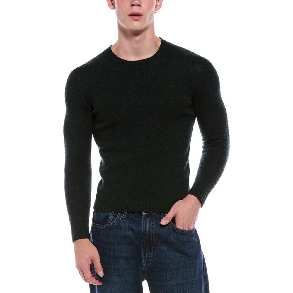 Slowear Mens Wool Crewneck Sweater, Green